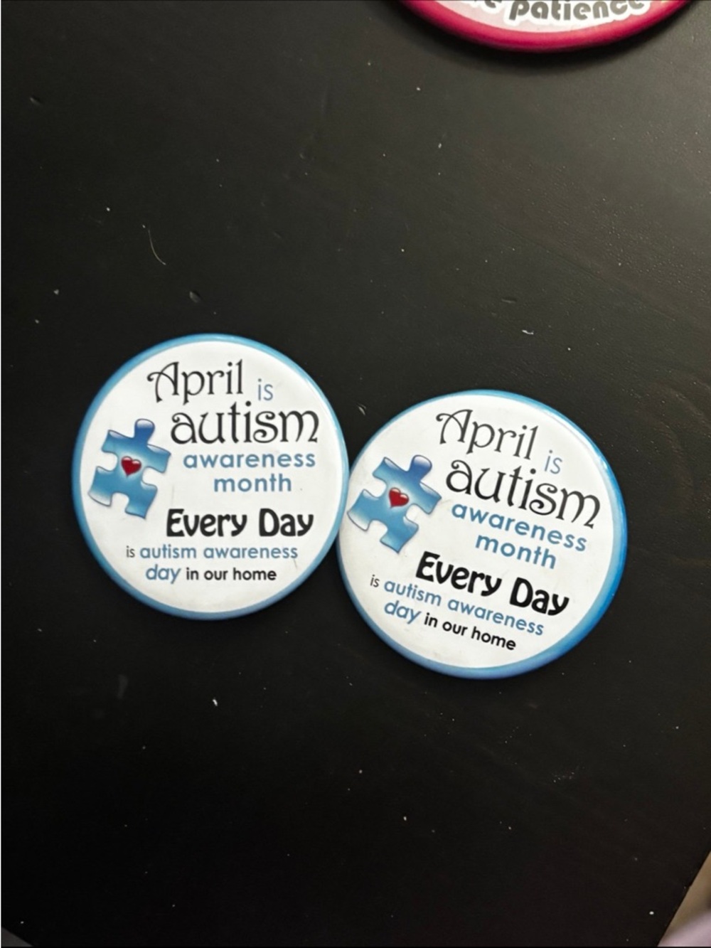 April is Autism awareness month pins x2